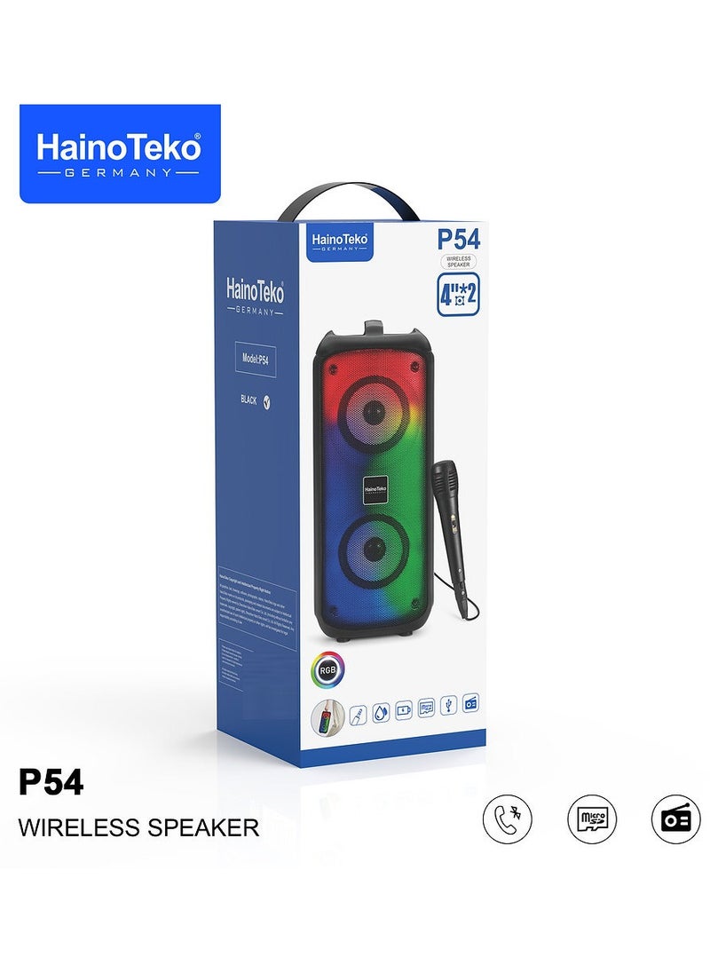 Haino Teko P54 Wireless Speaker with Microphone RGB Lighting and High-Quality Sound