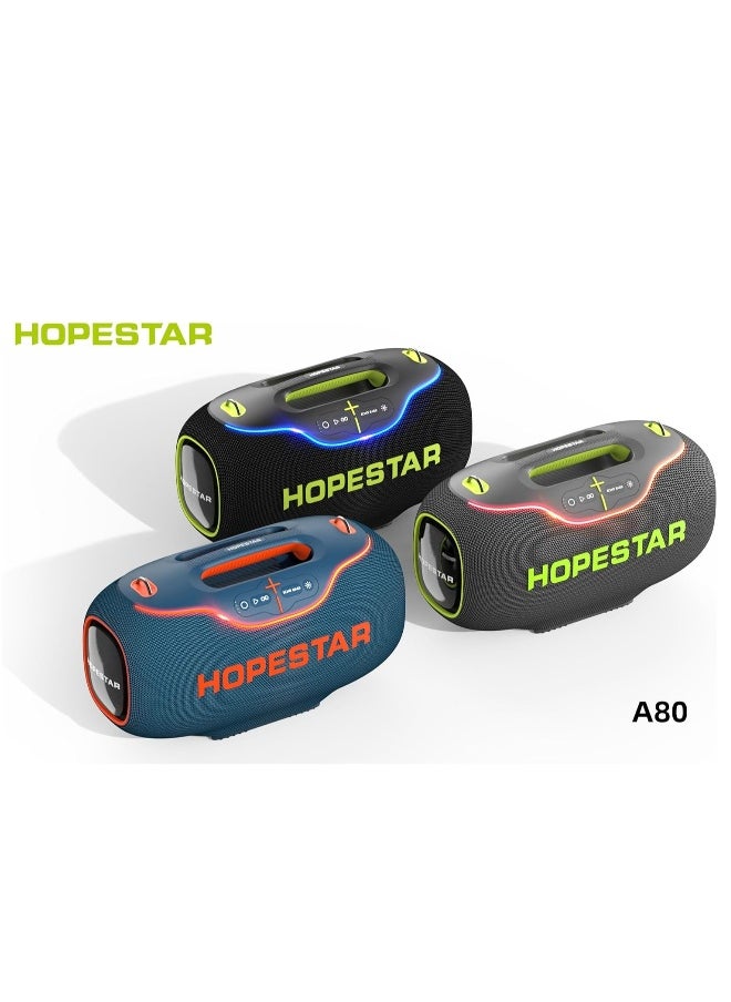 A80 350W Portable Bluetooth 5.3 Speaker with Wireless Mic, 24H Playtime, 30,000mAh Battery, RGB Lights, TWS, IPX6 Waterproof, EQ Control, 10M Range – Ultimate Party Speaker for Outdoor Events, Karaoke, and Gatherings