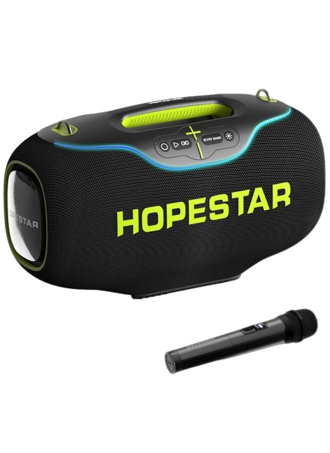 A80 350W Portable Bluetooth 5.3 Speaker with Wireless Mic, 24H Playtime, 30,000mAh Battery, RGB Lights, TWS, IPX6 Waterproof, EQ Control, 10M Range – Ultimate Party Speaker for Outdoor Events, Karaoke, and Gatherings