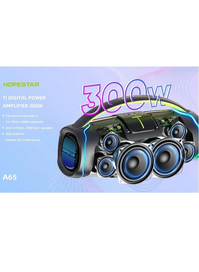 300W Portable Bluetooth Speaker with Big Bass, Karaoke Mic, IPX6 Waterproof, 27000mAh Battery, TWS Stereo Pairing, LED Lights & Handle – Ultimate Outdoor Party Speaker for Karaoke, Camping, and Events
