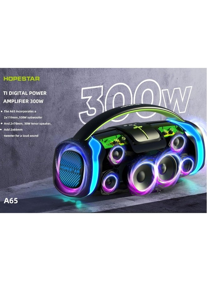 300W Portable Bluetooth Speaker with Big Bass, Karaoke Mic, IPX6 Waterproof, 27000mAh Battery, TWS Stereo Pairing, LED Lights & Handle – Ultimate Outdoor Party Speaker for Karaoke, Camping, and Events