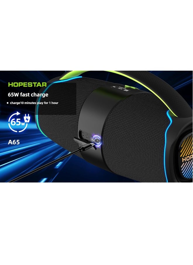 A65 300W Portable Bluetooth Speaker – Big Bass, Karaoke Mic, IPX6 Waterproof, 30000mAh Battery, TWS Stereo, LED Lights & Handle – Perfect for Parties, Camping, and Outdoor Adventures