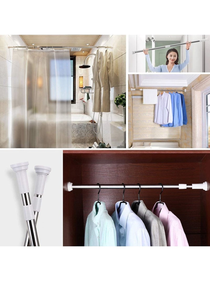 Shower Curtain Rod Adjustable 60-100cm Extendable Length Telescopic Tension Bar Stainless Steel No Drill Type for Bathroom Shower Bathtub Cabinets Balcony (60cm to 100cm)