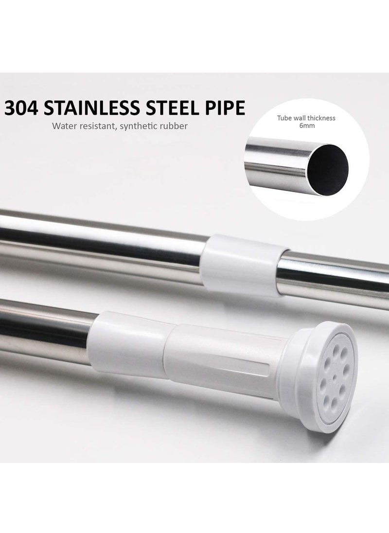 Shower Curtain Rod Adjustable 60-100cm Extendable Length Telescopic Tension Bar Stainless Steel No Drill Type for Bathroom Shower Bathtub Cabinets Balcony (60cm to 100cm)