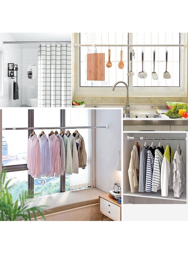 Shower Curtain Rod Adjustable 60-100cm Extendable Length Telescopic Tension Bar Stainless Steel No Drill Type for Bathroom Shower Bathtub Cabinets Balcony (60cm to 100cm)