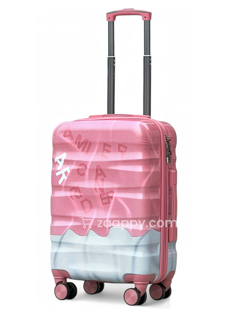 Lightweight 20 Inch Cabin Luggage, Colorful Printed Polycarbonate (PC) Hard Shell Trolly with Smooth Spinner wheels, Combination Lock Best Suitcase for Travel