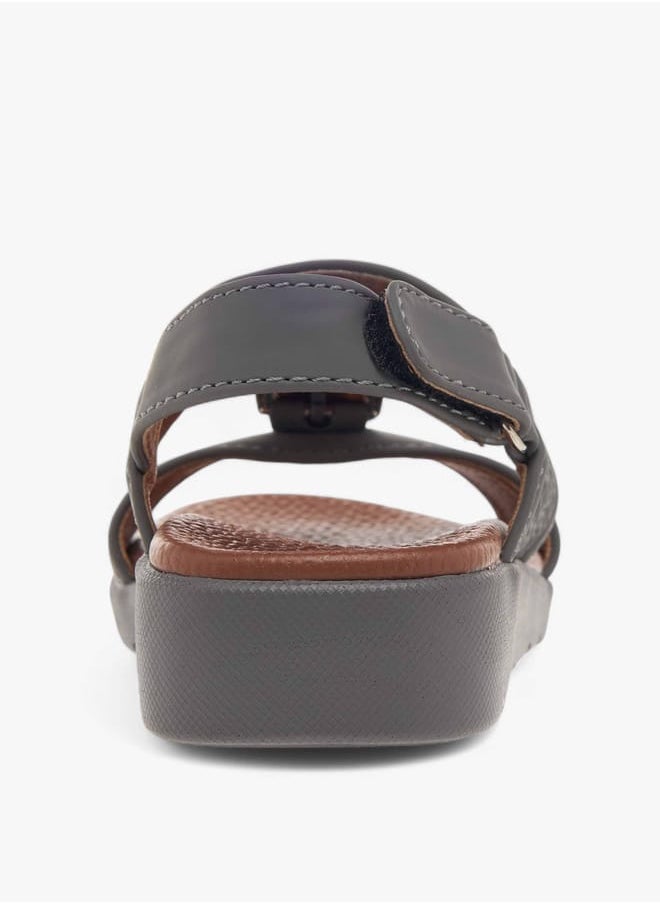 Boys Textured Arabic Sandals with Hook and Loop Closure
