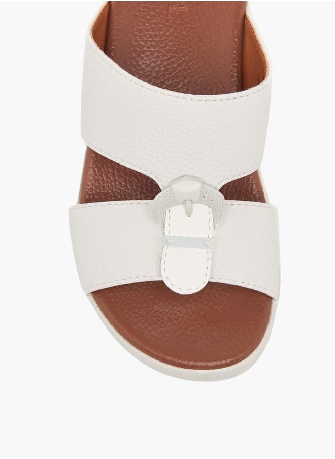Boys Textured Slip-On Arabic Sandals with Buckle Accent