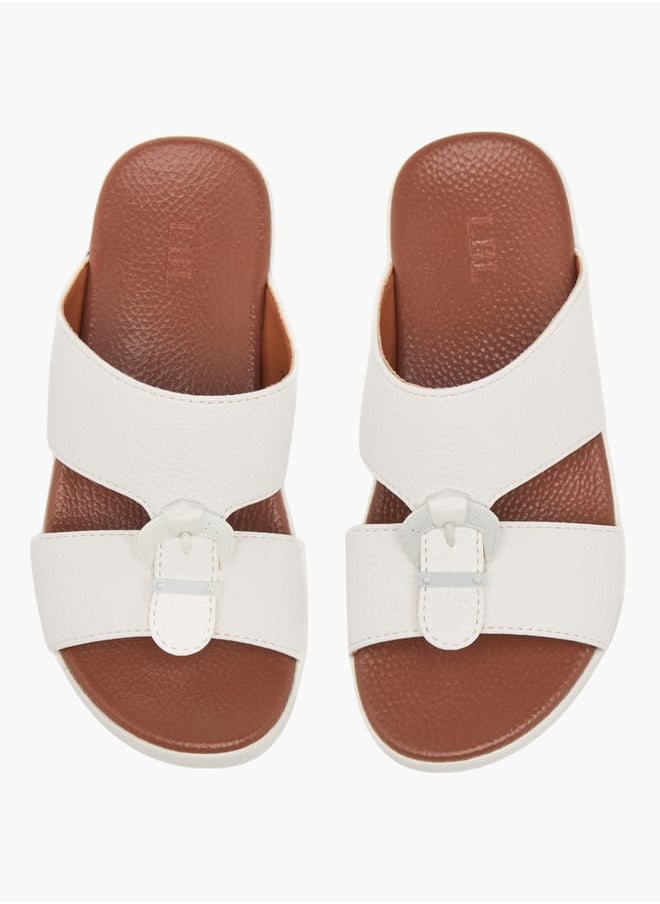 Boys Textured Slip-On Arabic Sandals with Buckle Accent