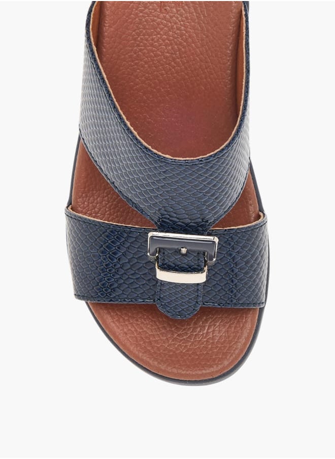 Boys Animal Textured Slip-On Arabic Sandals with Buckle Accent