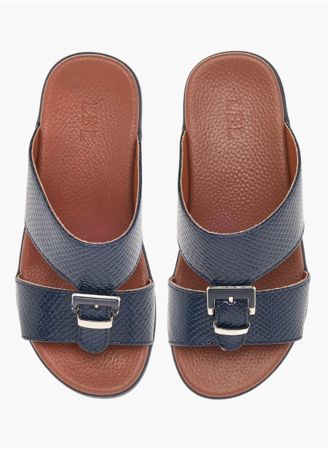 Boys Animal Textured Slip-On Arabic Sandals with Buckle Accent