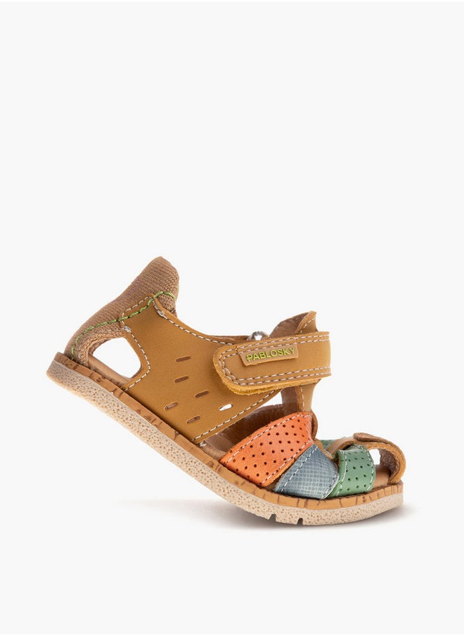 Boys' Panelled Strap Sandals with Hook and Loop Closure