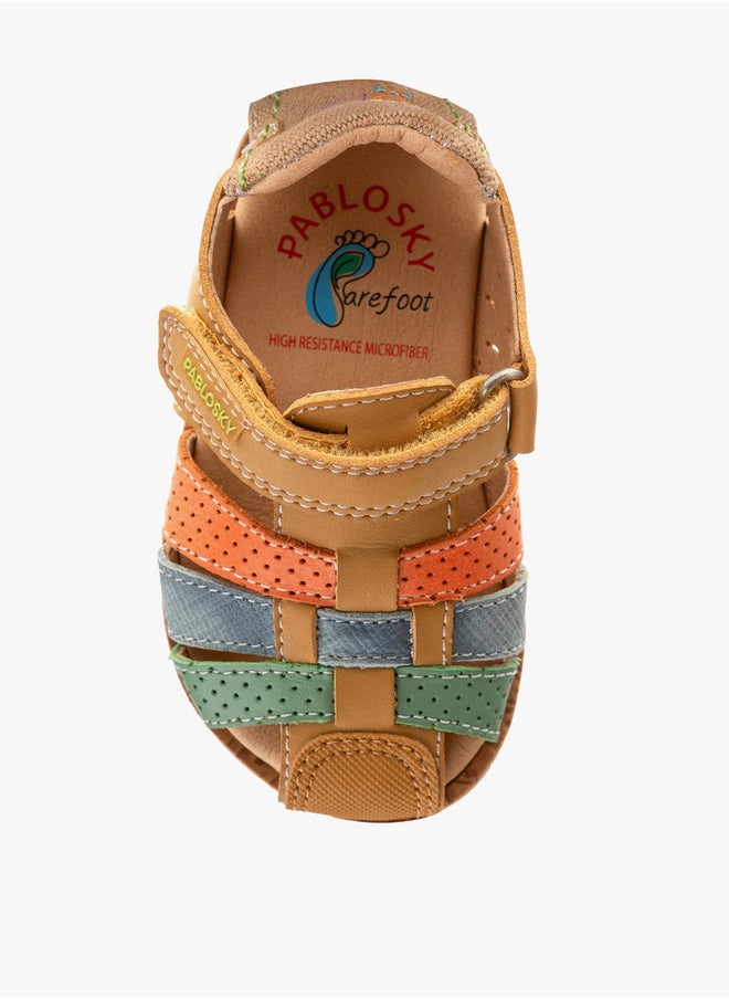Boys' Panelled Strap Sandals with Hook and Loop Closure