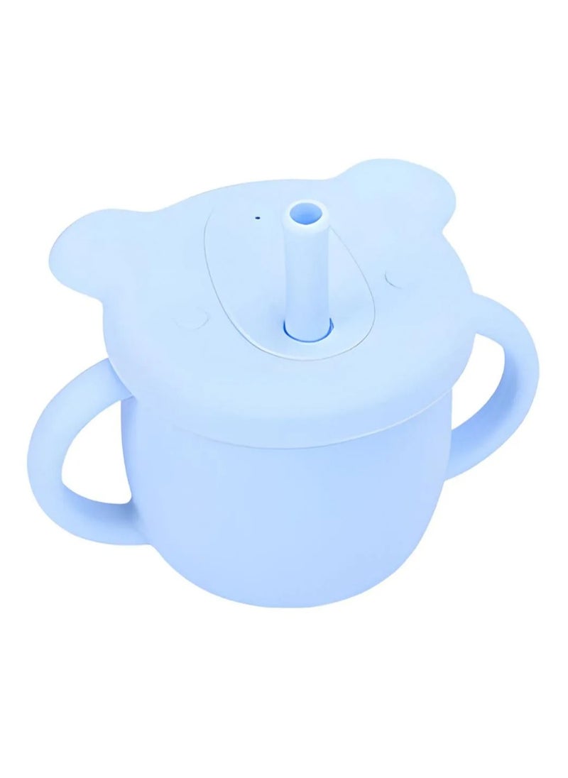 Classic Bear Silicone Mug, Spill Proof Design, Refreshing Solid Color And Durable, 250mL, 3 Years+ - Pastel Blue