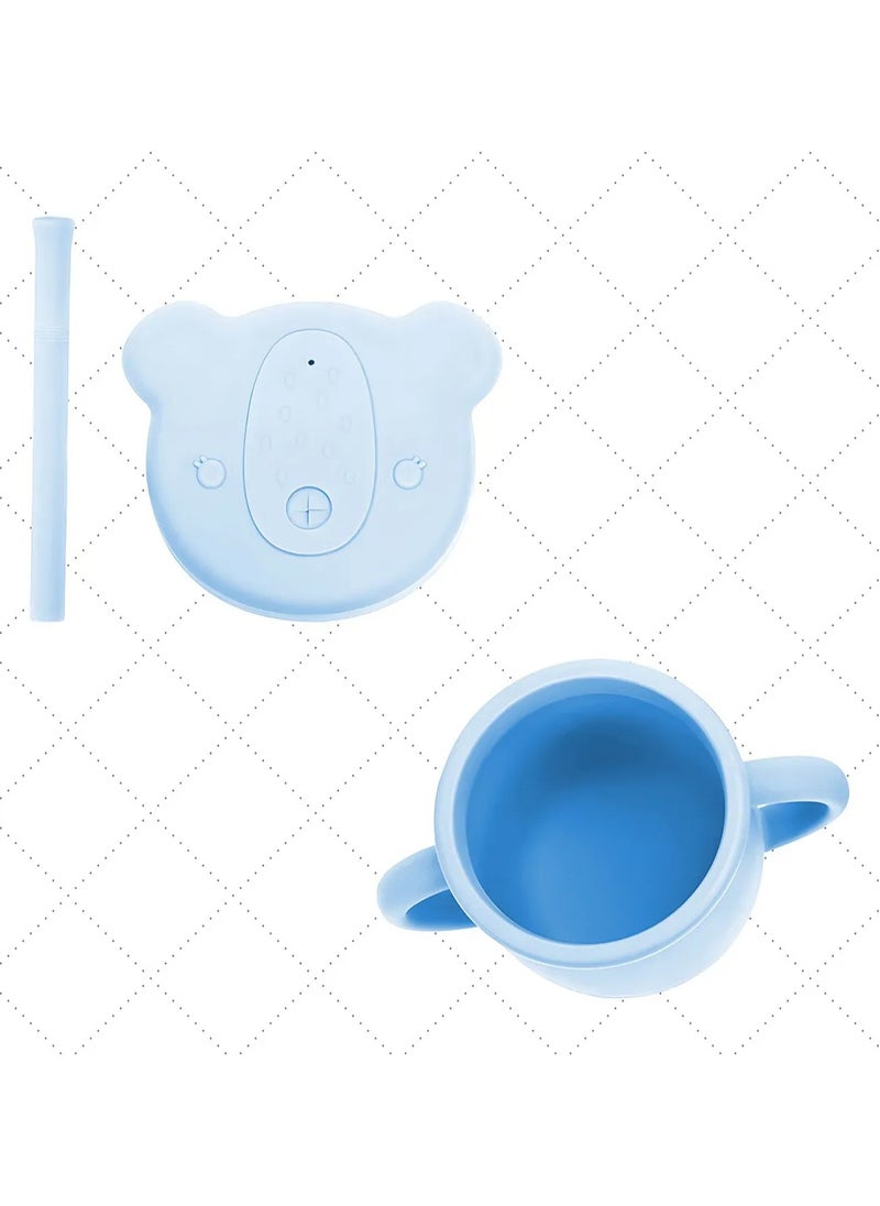 Classic Bear Silicone Mug, Spill Proof Design, Refreshing Solid Color And Durable, 250mL, 3 Years+ - Pastel Blue
