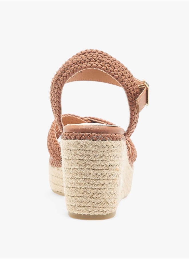 Women's Cross Strap Sandals with Buckle Closure and Wedge Heels