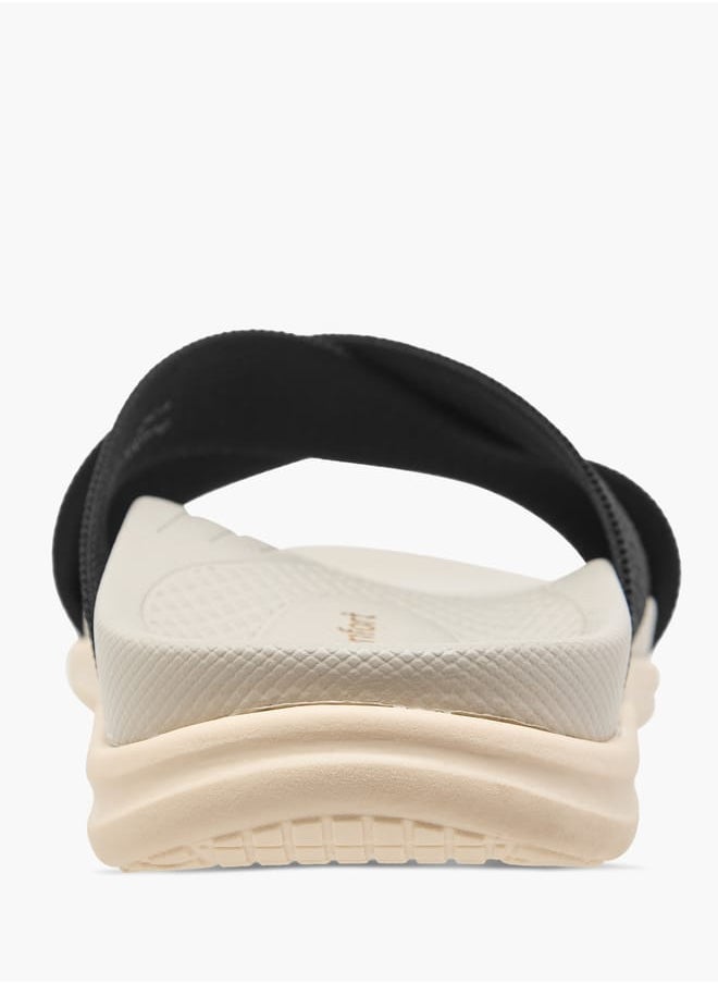 Women Textured Cross Strap Slip-On Sandals