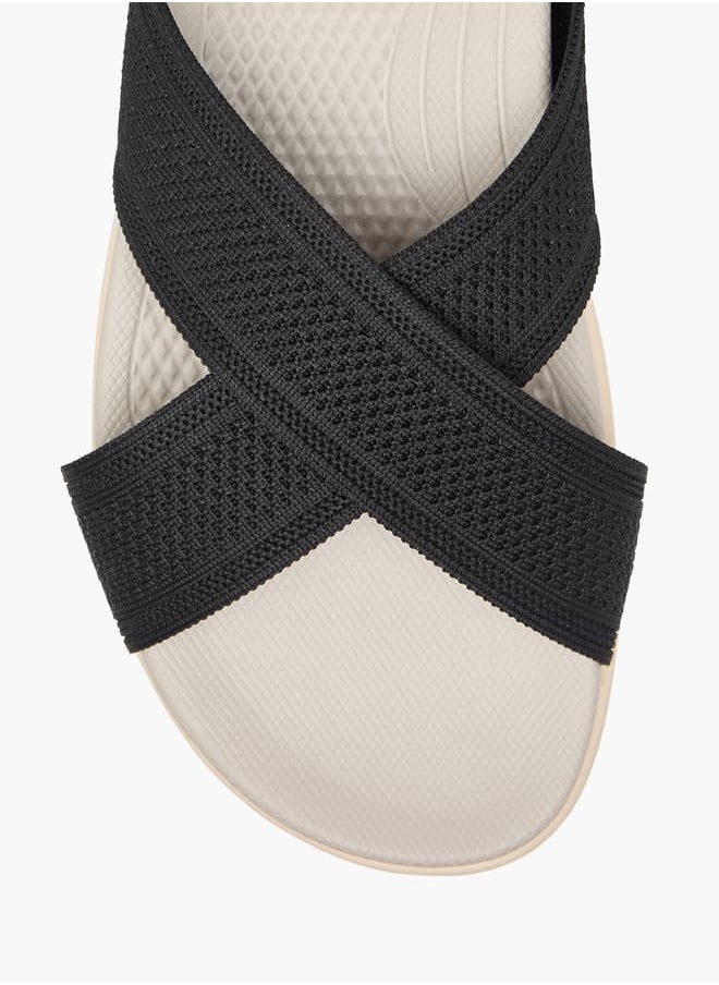 Women Textured Cross Strap Slip-On Sandals