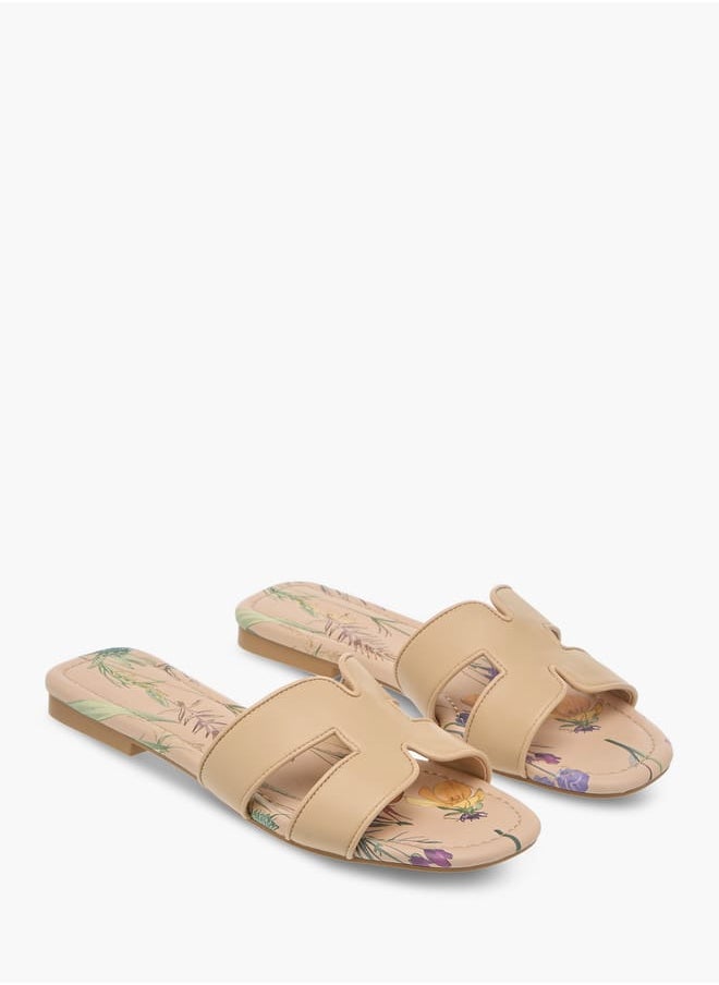 Womens Textured Slide Sandals With Slip-On Closure