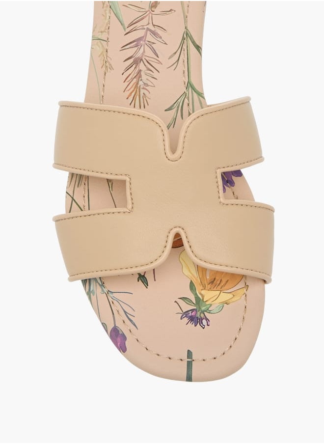 Womens Textured Slide Sandals With Slip-On Closure