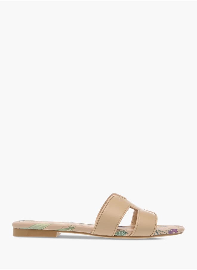 Womens Textured Slide Sandals With Slip-On Closure