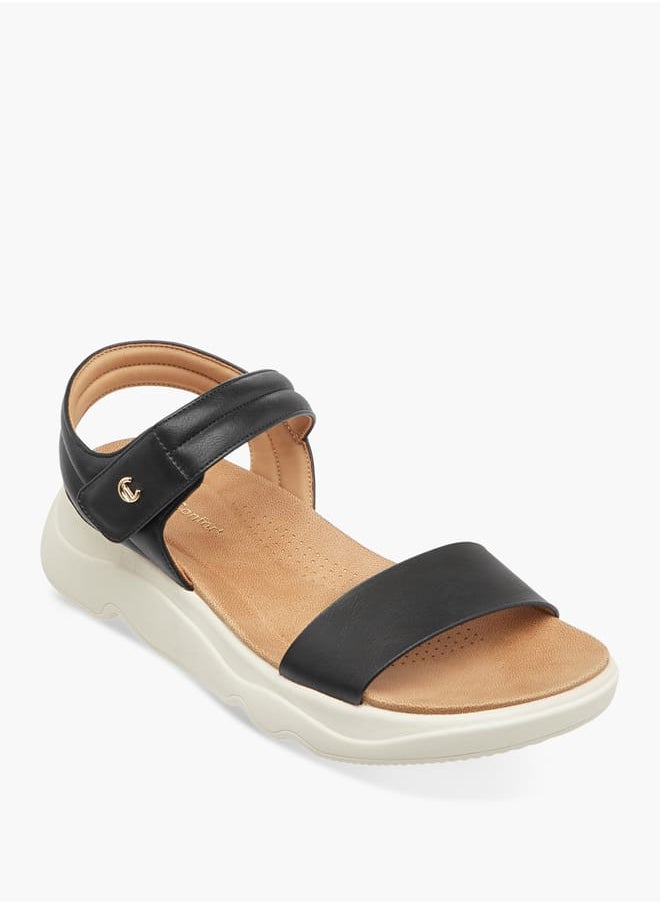 Women Solid Sandals with Hook and Loop Closure