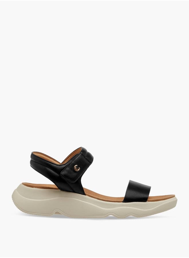 Women Solid Sandals with Hook and Loop Closure