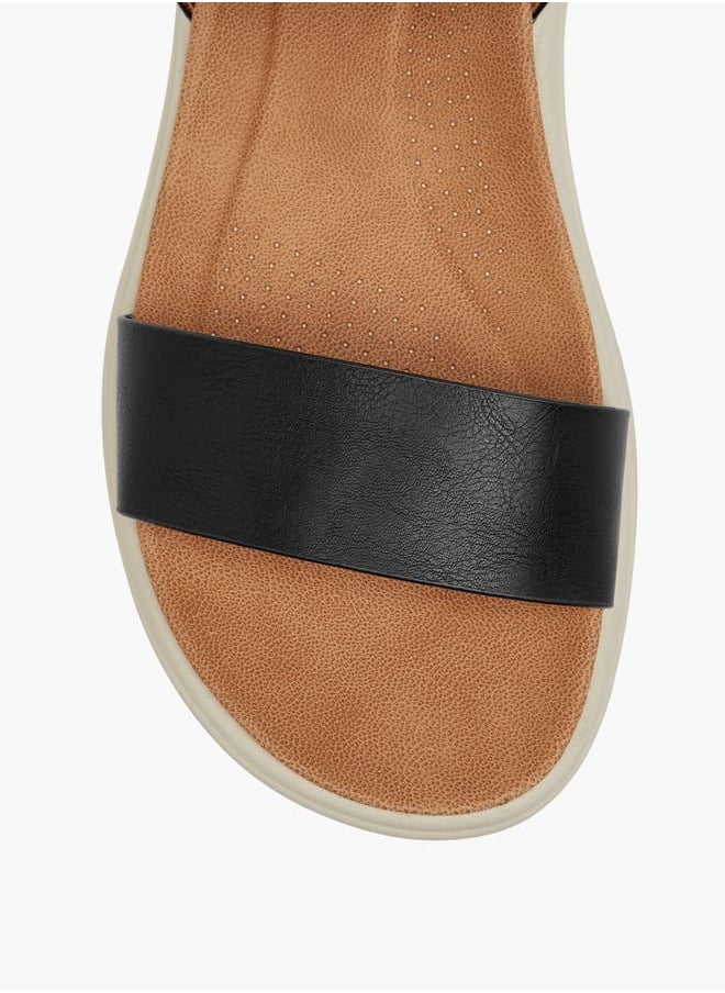 Women Solid Sandals with Hook and Loop Closure