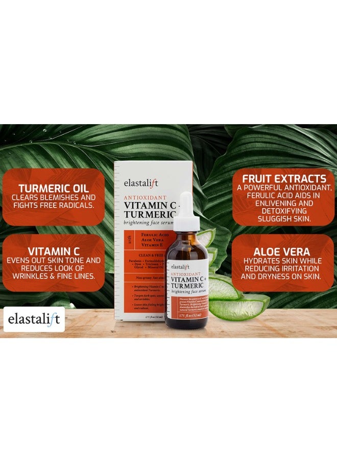 elastalift Concentrated Vitamin C + Turmeric Oil Anti Aging Facial Serum Skin Care Booster Promote Clear & Brighten Skin Tone Hydrate Dry Skin Fight Redness Restore Skin Strength