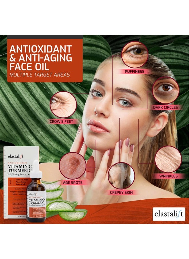 elastalift Concentrated Vitamin C + Turmeric Oil Anti Aging Facial Serum Skin Care Booster Promote Clear & Brighten Skin Tone Hydrate Dry Skin Fight Redness Restore Skin Strength