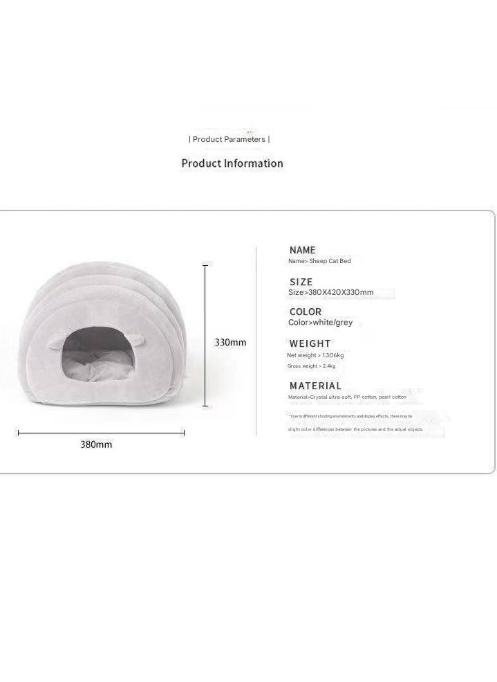 Indoor Warm Igloo Cat House, Caterpillar Shape Semi-enclosed Comfortable Soft Non-slip Orange Three-dimensional Cat House Removable Washable Inner Cushion Cat Bed