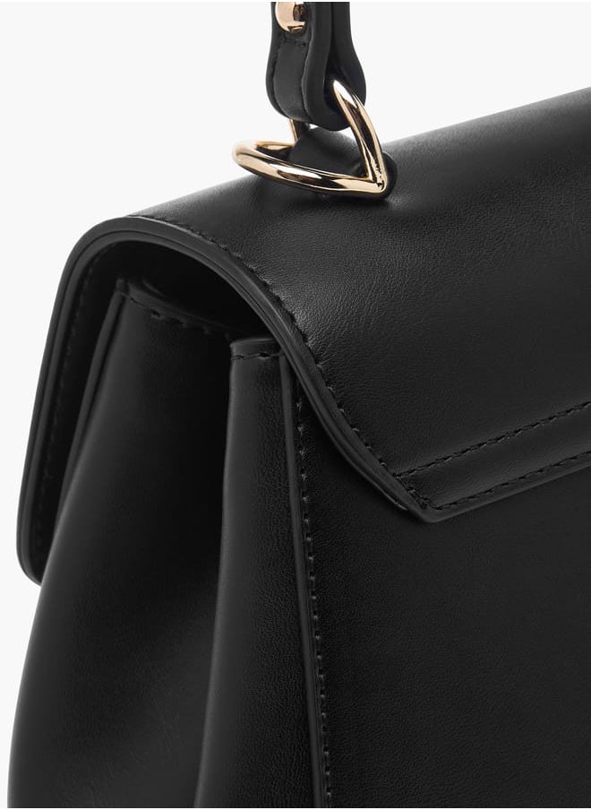 Women Monogram Embossed Satchel Bag with Top Handle and Detachable Strap