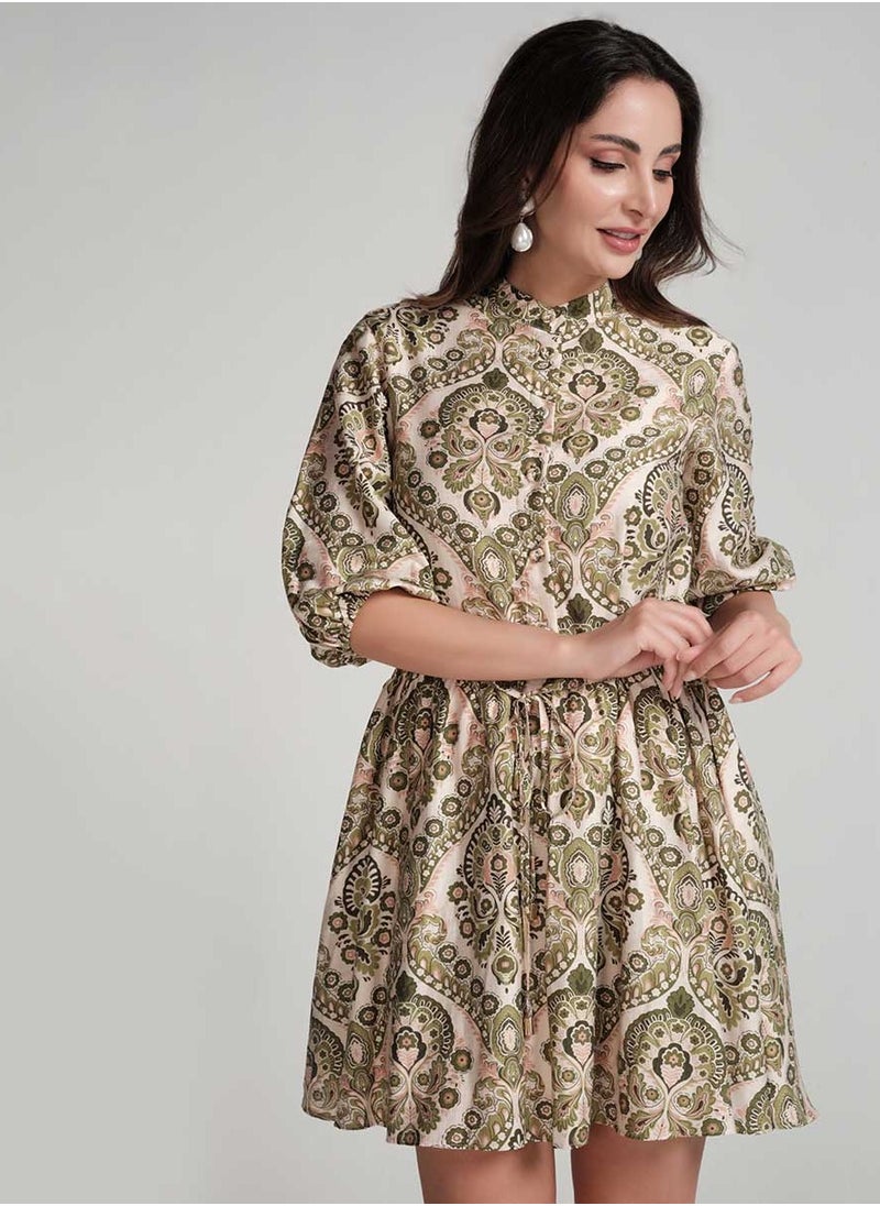 Paisley Print Mini Dress