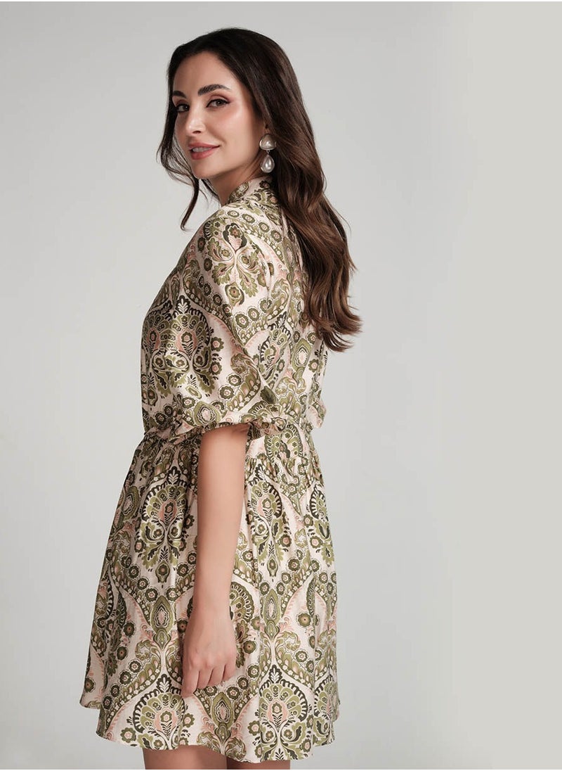 Paisley Print Mini Dress