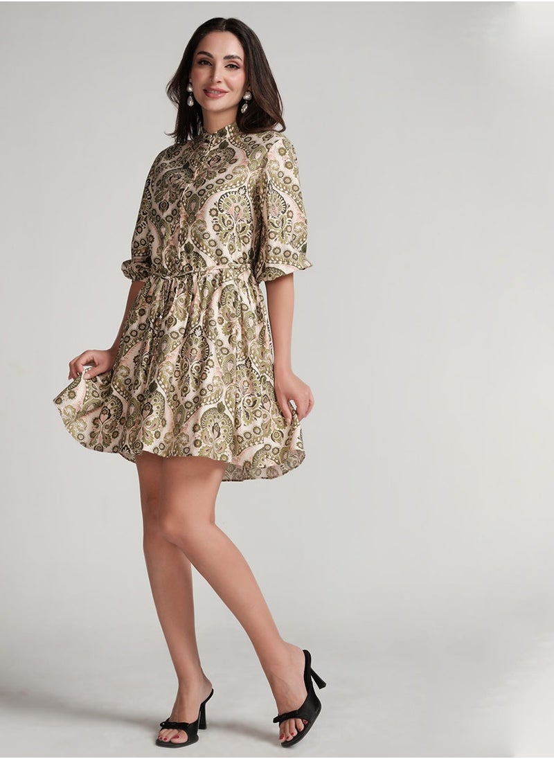 Paisley Print Mini Dress