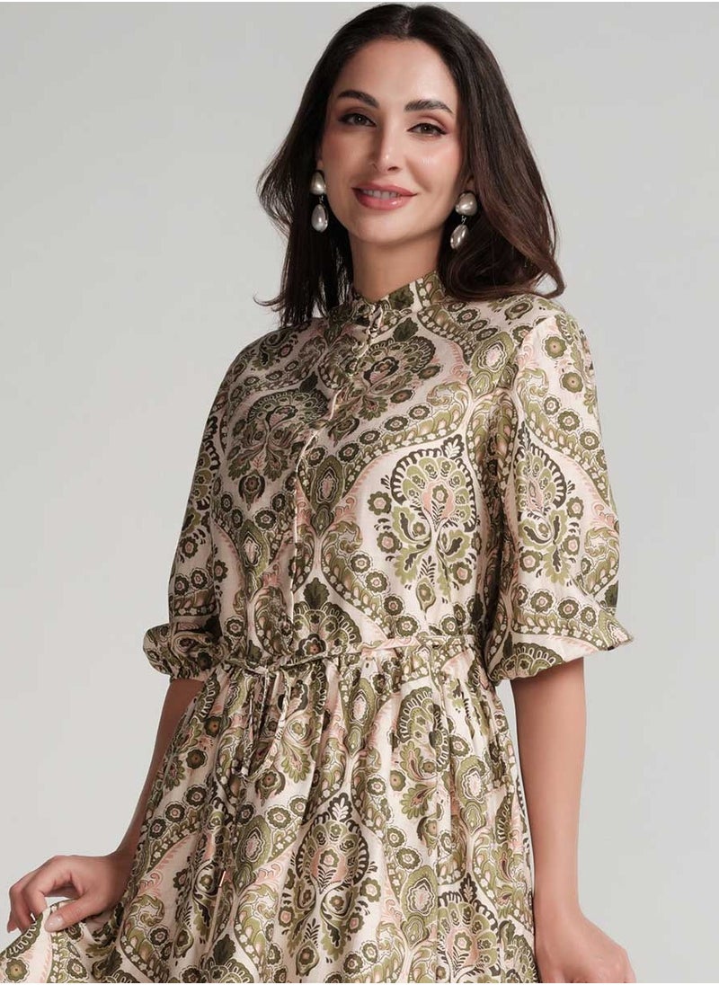 Paisley Print Mini Dress
