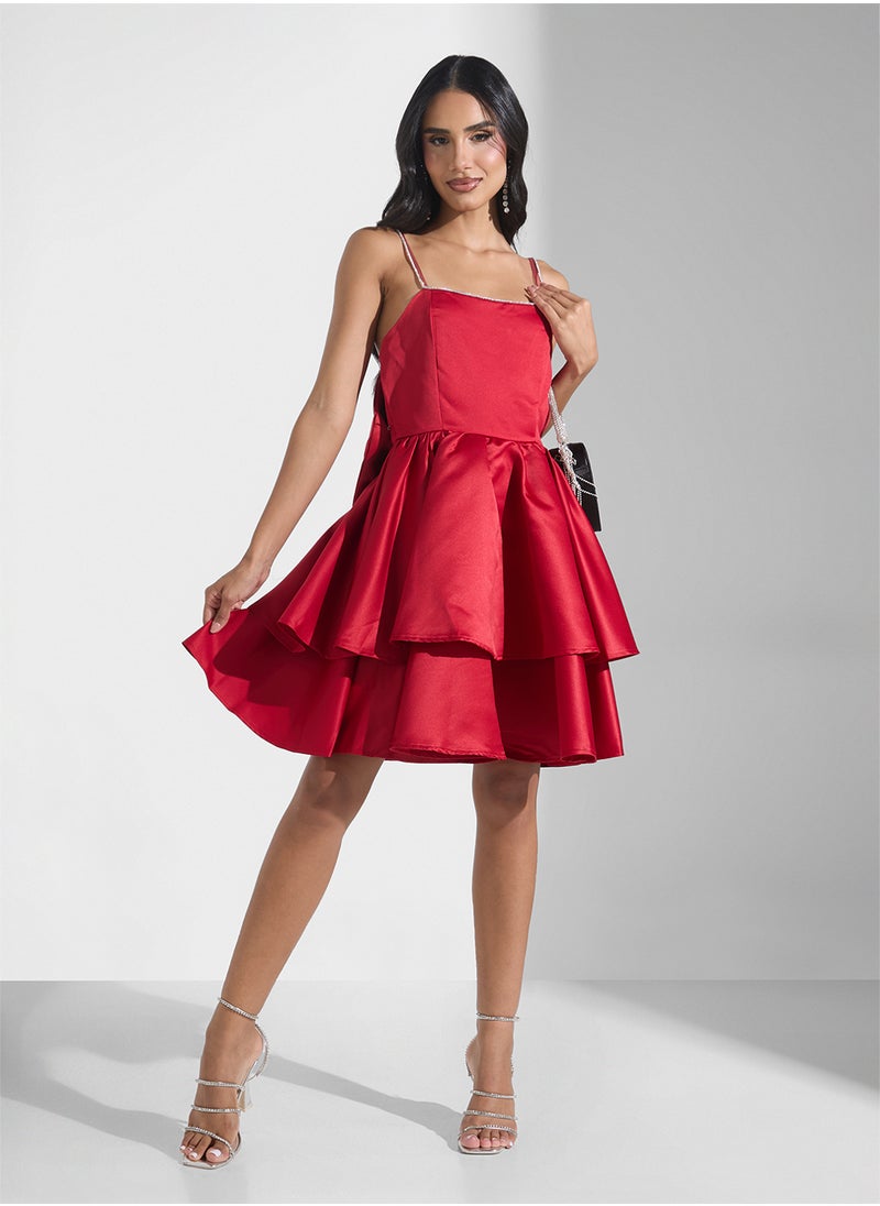 Tiered Scarlet Dress