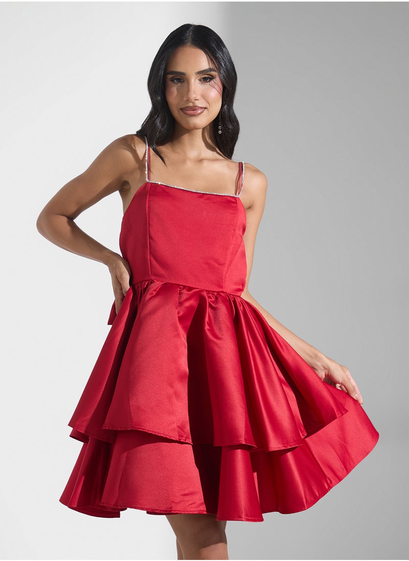 Tiered Scarlet Dress