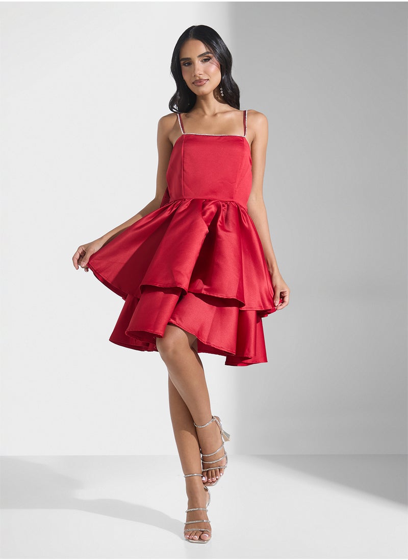 Tiered Scarlet Dress