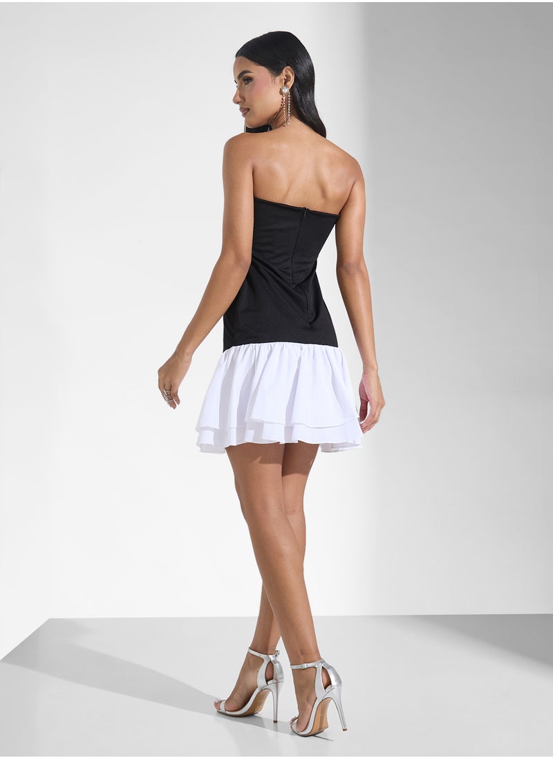 Strapless Ruffle Mini Dress