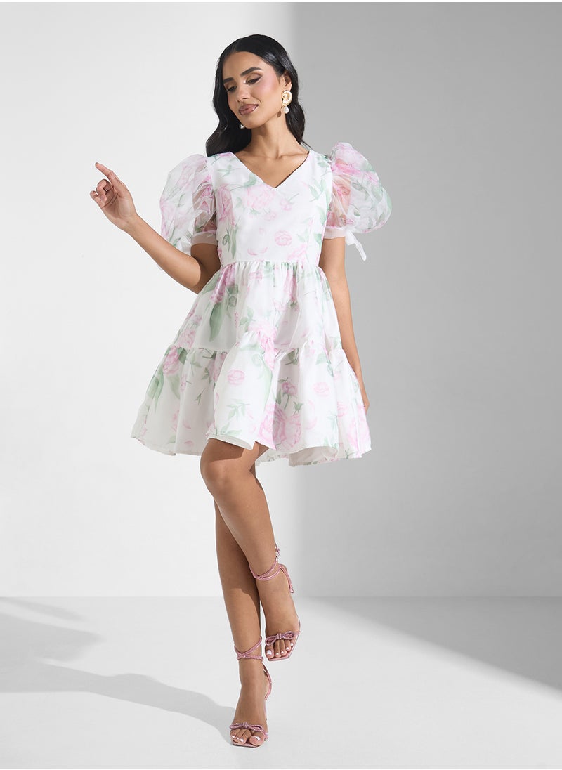 Floral Puff Sleeve Dress