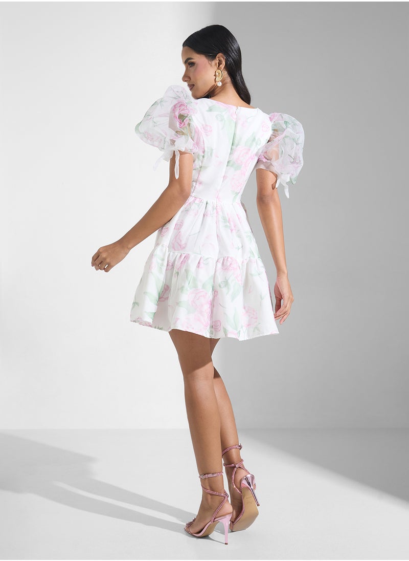 Floral Puff Sleeve Dress