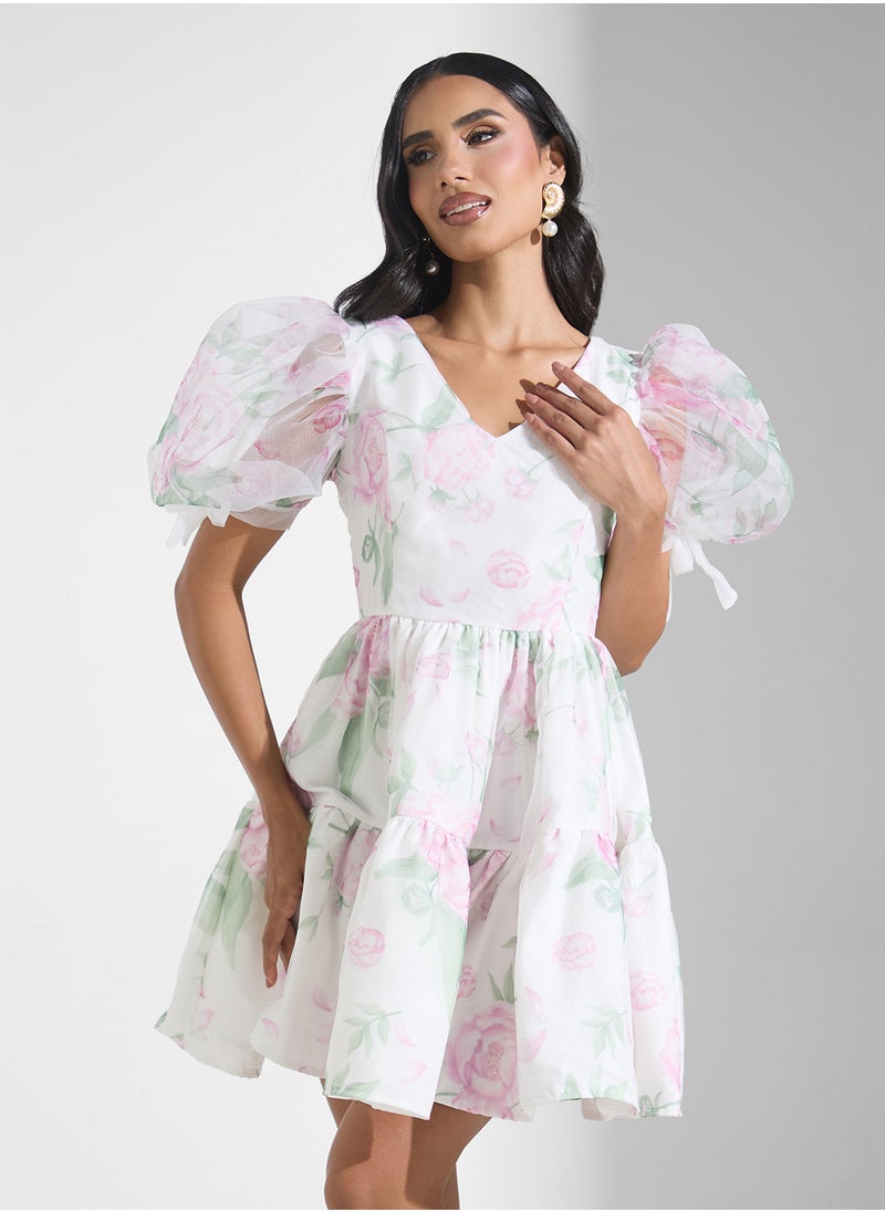 Floral Puff Sleeve Dress