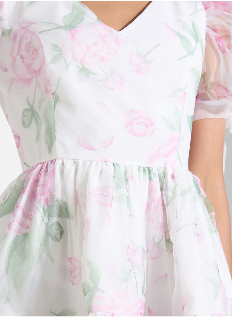 Floral Puff Sleeve Dress