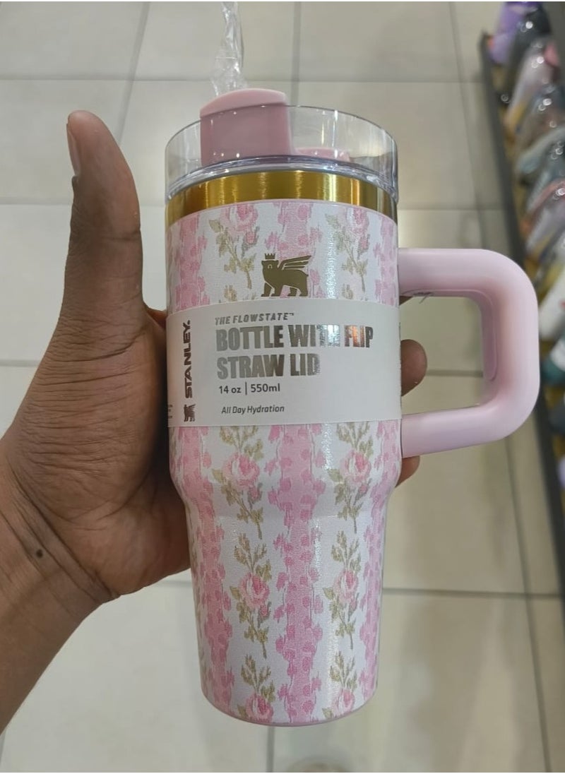 Quencher H2.0 Flow State Stainless Steel Vacuum Insulated Tumbler with Lid and Straw for Water, Iced Tea or Coffee, Smoothie and More, 14 oz