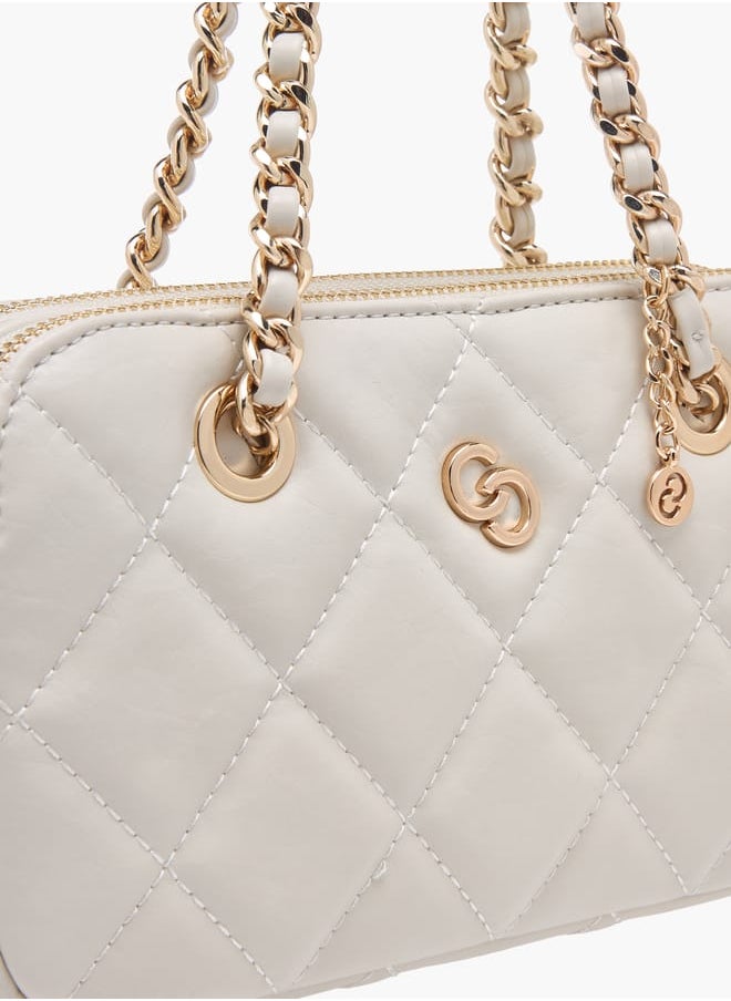 Women Quilted Crossbody Bag with Detachable Chain Strap and Handles