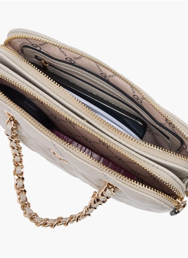 Women Quilted Crossbody Bag with Detachable Chain Strap and Handles
