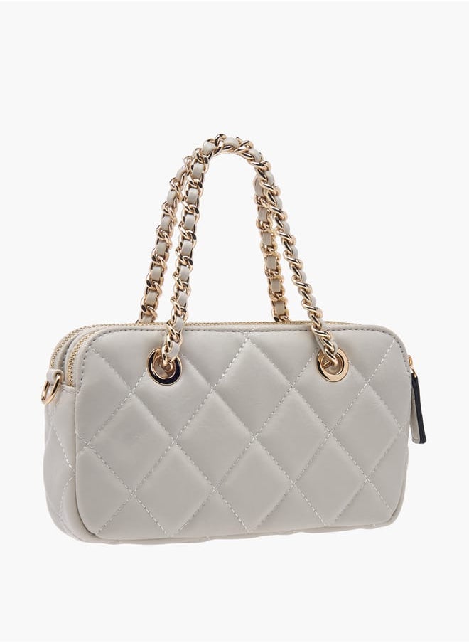 Women Quilted Crossbody Bag with Detachable Chain Strap and Handles