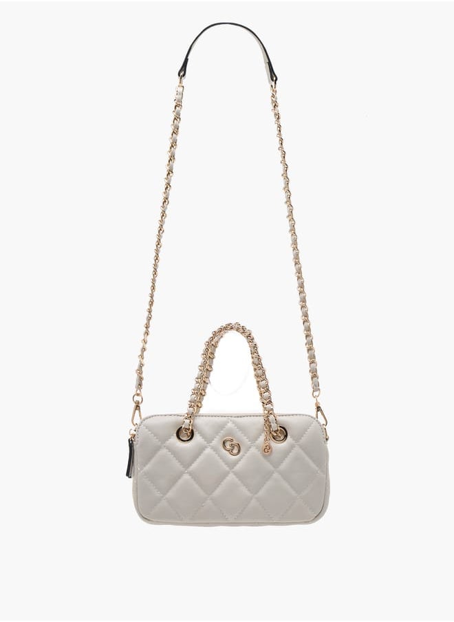 Women Quilted Crossbody Bag with Detachable Chain Strap and Handles