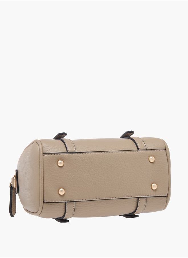 Women Solid Tote Bag with Zip Closure and Double Handle